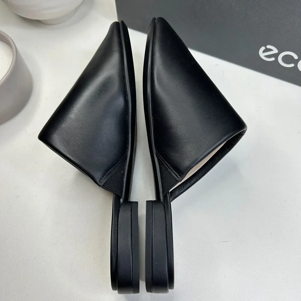 ECCO Anine Squared Buttery Soft Leather Flats Black 208293 Women's 40/9.5 NWB